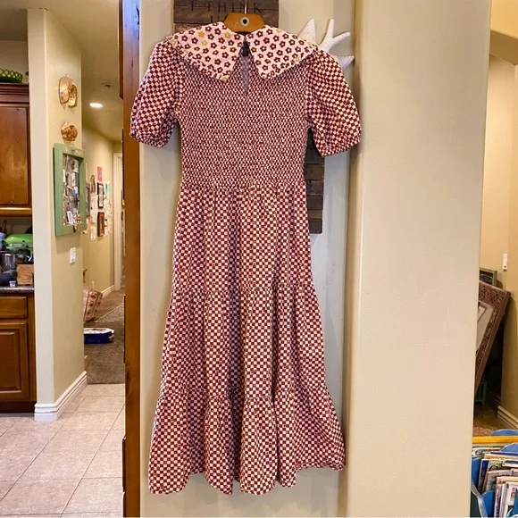 ASOS Neon Rose Floral Gingham Peter Pan Collar Midi Dress 🌼 - Picture 8 of 13